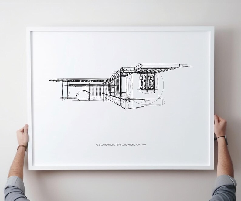 Pope Leighley House Sketch Print: Frank Lloyd Wright Architecture ...