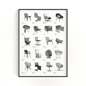 Bauhaus Chair Design Print: Mid-Century Modern Line Art (Digital Download)