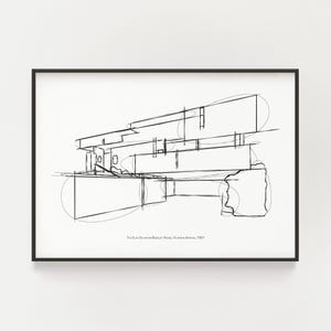 Berquo House Sketch, Vilanova Artigas, Modernist Architecture Wall Decor, Minimalist line art, Gift For Architects