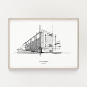 Bauhaus Dessau Building Art Print: Walter Gropius Architecture (Digital Download)