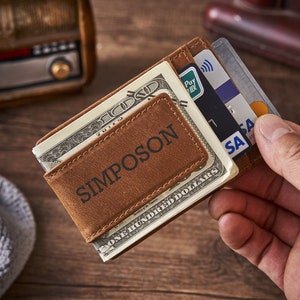 Personalized Leather Magnetic Money Clip, Groomsmen Gift, Best Man Gift, Usher Gift, Gift for Him, Wedding Gift
