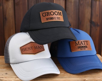 Personalized Groomsmen Gifts Proposal, Groomsmen Hats, Groom Gift, Trucker Patch Hat, Mens Baseball Hat for Wedding Party, Father's Gift Hat