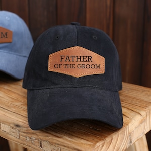 Personalized Father&#39;s Day Gifts, Groomsmen Hats, Custom Leather Patch Trucker Hat, CUSTOM Bridal Party Hats, Birthday Gifts, Company Logo