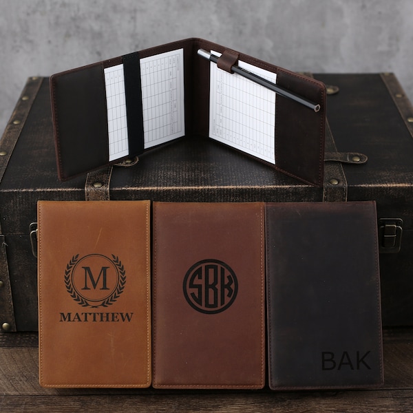 Personalized Leather Golf Yardage Book Holder, Groomsmen Gifts, Gifts For Men, Gifts For Him, Dad Gifts, Boyfriend Gifts