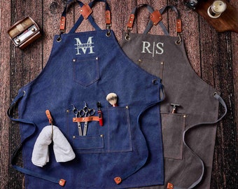 Personalized Canvas Workshop Apron: Embroidered Barbeque Bartender Apron