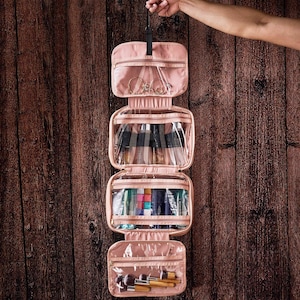 Cadeaux personnalisés de demoiselle d'honneur, trousse de maquillage à suspendre, trousse à cosmétiques de voyage grande capacité, cadeaux pour elle, trousse de toilette végétalienne, cadeau de shower de mariage