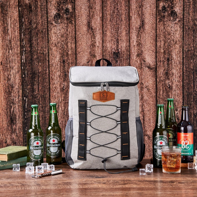 Groomsmen Gift, Personalized Gifts for Men, Custom Bridesmaid Cooler, Golf Beer Cooler, Lunch Cooler Backpack, Christmas Gifts,Insulated Bag Gray