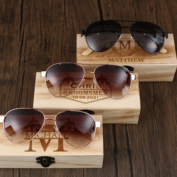 Personalized Groomsmen Gift, Wooden Sunglasses With Wooden Box, Groomsmen Proposal