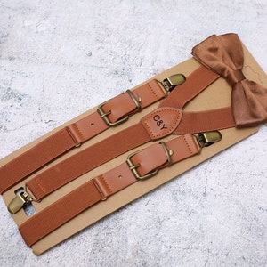 Groomsmen Gift with Bow Tie Groomsmen Suspenders for Best Man Gift Grooms Suspenders Leather Suspenders Wedding Suspenders