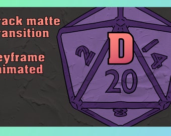 Purple D20 Track matte transition for OBS perfect for DnD Shadowrun Call of Cuthulhu World of Darkness Pathfinder Tabletop RPG Live Stream
