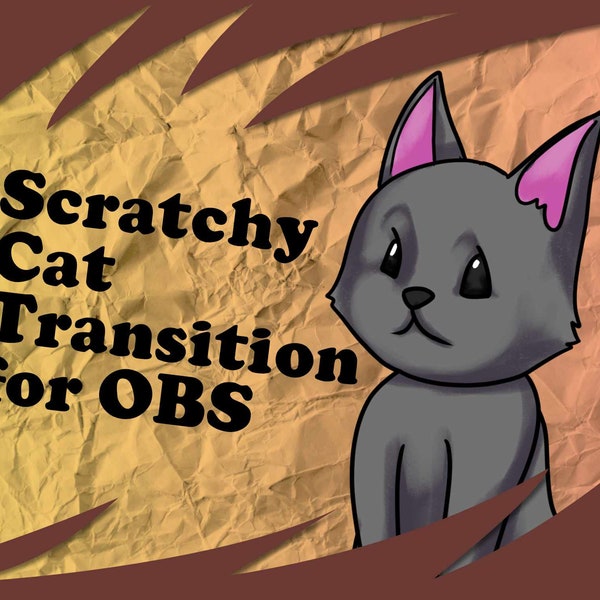 Cute Scratchy Cat Gray OBS Track Matte Transition