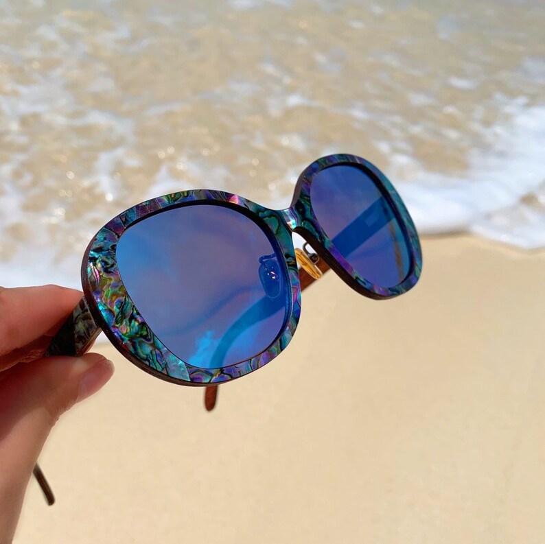 Abalone shell sunglasses custom sunglasses wooden Etsy