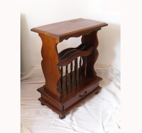 Vintage Mahogany Magazine Rack / Table With Drawer. Lovely Etsy UK