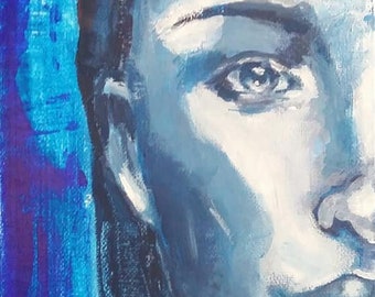 Peinture acrylique de portrait sur la toile