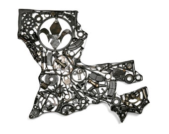 Repurposed Metal Map of Louisiana  (Industrial Decor)