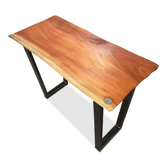 African Mahogany Live Edge Wood Desk Mid Century Modern