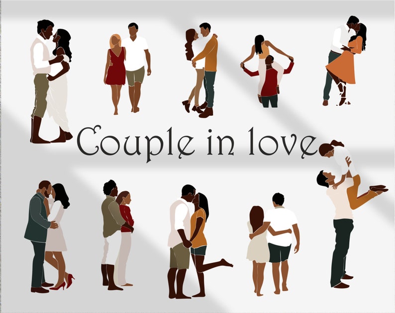Love couples SVG abstract art Woman Valentine's Day set SVG clipart ...