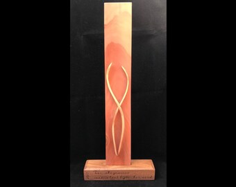 Simply Love, wooden sculpture with pyrography