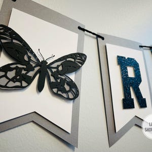 Goth Themed Custom Banner, Personalized Banner, Dark Themed Decor Banner, Halloween Banner, Butterfly Banner, Skull Banner, Glitter Decor