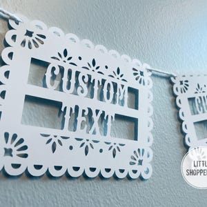 Custom  2 Line Papel Picado Banner, Personalized Banner, Party Decoration Banner, Event Banner, Latin Vibes Decor, Fiesta Decoration