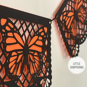 Vlinder Papel Picado Banner, Gepersonaliseerde Banner, Feestdecoratie, Vlinder Banner, Monarch Banner, Latin Vibes Decor, Fiesta Decor