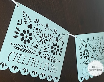 Cielito Lindo Banner, Papel Picado Banner, Bebe Decoration Banner, Baby Shower Banner, Talavera Decorations, Spanish Baby, Fiesta Decoration
