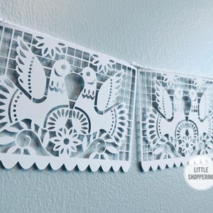 Wedding Papel Picado Banner,Doves Decoration Banner, Bridal Shower Banner, Talavera Decorations, Spanish Wedding, Fiesta Decoration