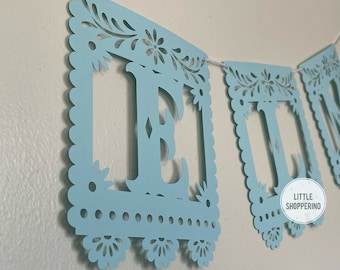 Custom Papel Picado Banner, Personalized Banner, Party Decoration Banner, Baby Banner, Wedding Banner, Latin Vibes Decor, Fiesta Decoration