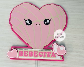 Concha Heart Cake Topper, Baby Shower Concha Cake Topper, Concha Baby Shower, Concha Birthday Cake Topper, Concha Themed Party Decorations