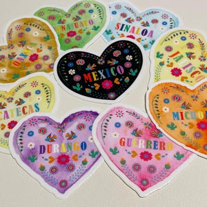 Mexico Sticker,Mexican States Vinyl Sticker, Bright Flowers Sticker, Folkloric Sticker, Mexico Lindo y Querido, Spanish Sticker