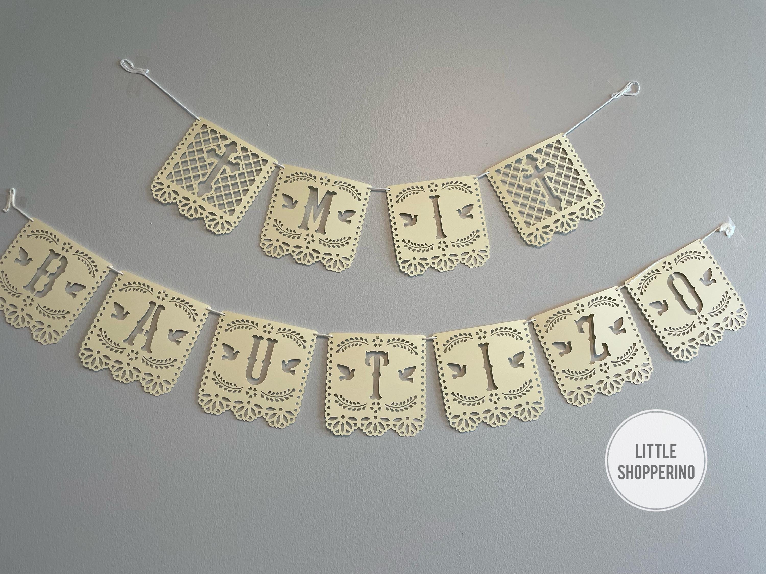 Mi Bautizo Papel Picado Banner, Personalized Banner, Party Decoration Banner, Baby Banner, Latin Vibes Decor, Fiesta Decoration