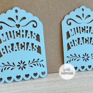 Muchas Gracias Tags, Papel Picado Tags, Partygeschenk Tags, Hochzeit Tags, Partydekoration, Mexikanische Tags, Spanische Tags, Baby-Dusche Geschenke
