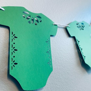 Baby Onesie Banner, Papel Picado Onesie Banner, Bebe Decoration Banner, Baby Shower Banner, Onesie Garland, Talavera Onesie, Spanish Baby