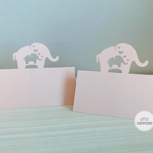 Elefant-Tischkarten, Partydekoration, Tischdekoration, Baby-Elefant-Dekor, Babypartydekoration, benutzerdefinierte Tischkarten, Namenskarten