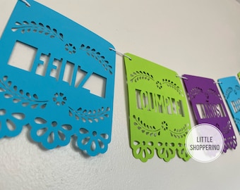 Feliz Cumpleanos Papel Picado Banner: Fiesta Birthday Decor