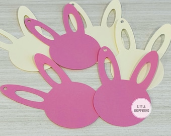 Etiquetas de conejito en blanco, etiquetas de conejo, etiquetas de obsequios de fiesta, etiquetas de regalo, decoraciones de fiesta, invitaciones, obsequios de baby shower, etiquetas decorativas, etiqueta de Pascua