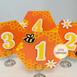 Bee Table Numbers, Baby Shower Decoration, Party Decoration, Bee Themed ...