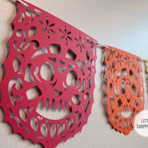 Stendardo Dia De Los Muertos, Stendardo Papel Picado, Stendardo del Giorno dei Morti, Stendardo Ofrenda, Stendardo Dia De Los Muertos Papel Picado, Teschio di zucchero