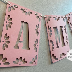Aangepaste banner Papel Picado, gepersonaliseerde banner, banner feestdecoratie, bloemenbanner, bruiloftsbanner, Latin Vibes-decor, Spaans decor