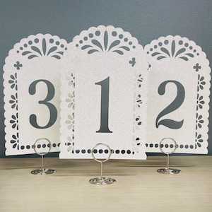 Papel Picado Table Numbers, Mexican Inspired Decorations, Arch Table Numbers, Fiesta Decorations, Wedding Decorations, Latin Inspired Deco