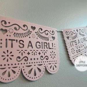 Its A Girl Banner, Papel Picado Banner, Bebe Decoration Banner, Baby Shower Banner, Talavera Decorations, Spanish Baby, Fiesta Decoration