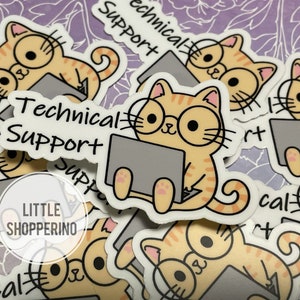 Technical Support Cat Sticker, Cat Lover, Cat Lady Sticker, Computer Help Sticker, Nerdy Sticker, Vinyl Sticker, Cat laptop Sticker