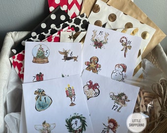Traditional Advent Calendar, Advent Stickers and Bags, Christmas Countdown, Advent Calendar Kit, Custom Advent Calendar, Advent Calendar