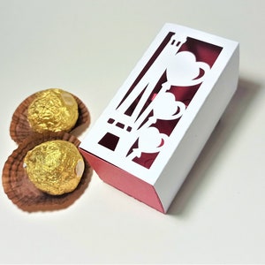 SVG Cut File Chocolate Gift Box Eiffel Tower  Candy Holder Cut File Cricut Template Wedding Favor Box dxf Bonbonniere Box Valentine's Day