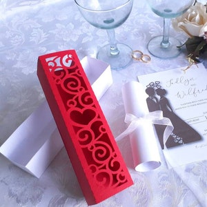 SVG Bruiloft Uitnodigingsdoos Swirly Cut Bestand Cricut Sjabloon Swirly Hart Gunstdoos Valentijnsdag dxf Bruiloft Geschenkdoos Silhouet Cameo