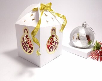 Christmas Ornament Box Svg Template Ball 80 Mm Christmas Etsy