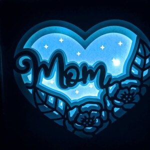 Schaduwdoos SVG 3D gelaagde SVG Moederrozen gelaagde papiersnijwerk lichtbak Schaduwdoosframe 8"x8" inbegrepen Cricut SVG Silohuette lasergesneden