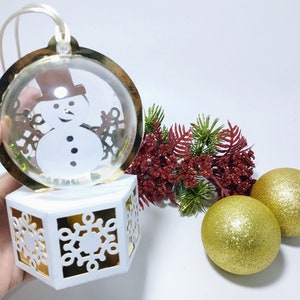 SVG Snow Globe Ornament Ball Gift Box Snowman Svg Cut Files Candy ...