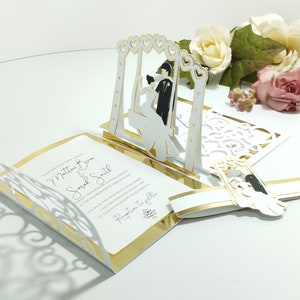 SVG Wedding Invitations Tri Fold  Wedding Swing Svg Template Cut File for Cricut Maker Explore Silhouette Cameo Laser Cut