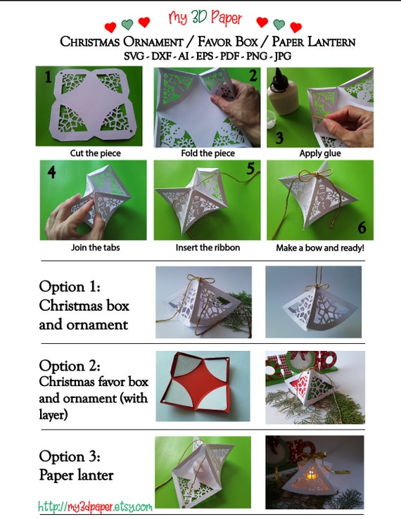 Download Free Svg Christmas Ornament Box And Lantern 3d Paper Craft Etsy SVG DXF Cut File
